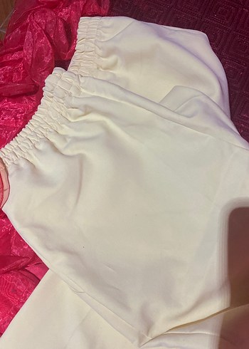 Düğmeli Beyaz Kadın Kumaş Pantolon - Görsel 2