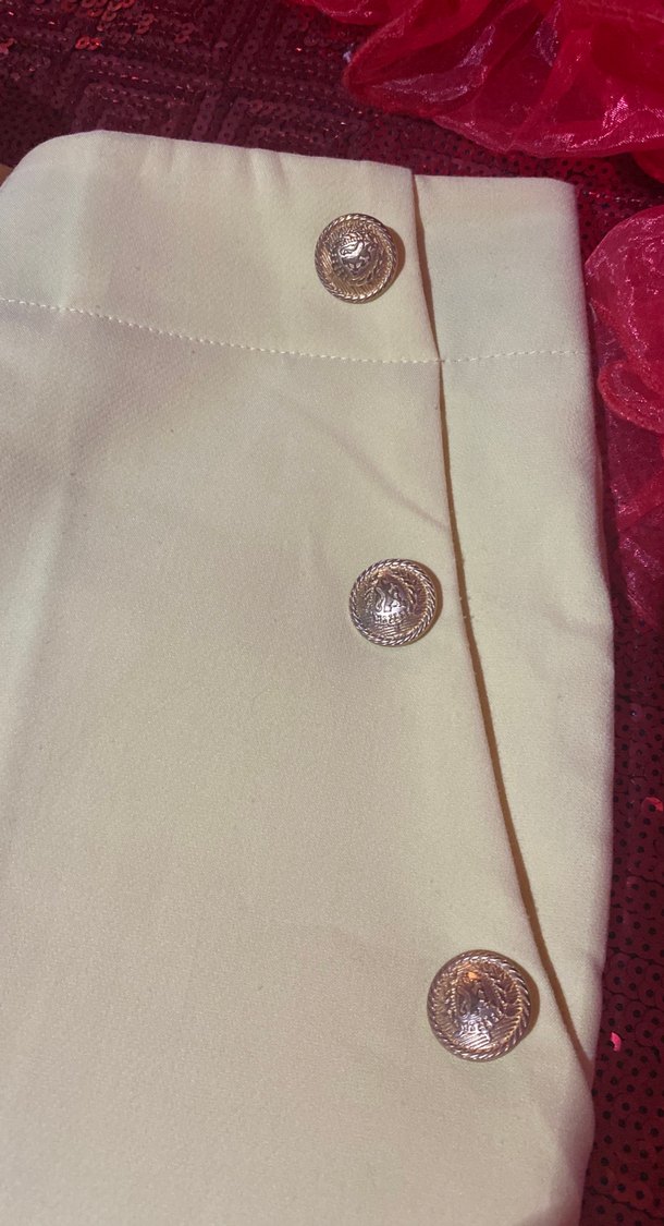 Düğmeli Beyaz Kadın Kumaş Pantolon - Görsel 3