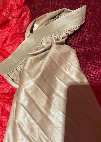 Parlak Bej Pilili Uzun Etek - Görsel 2