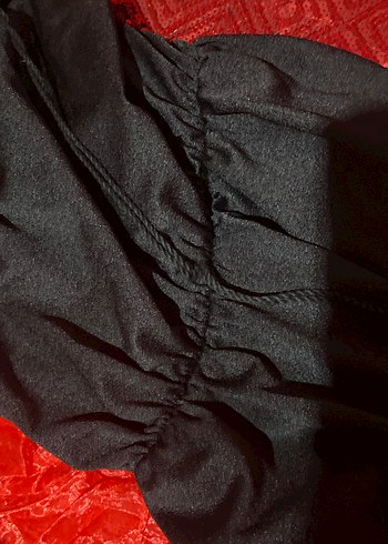 Uzun Siyah Strapsız Kumaş elbise - Görsel 4