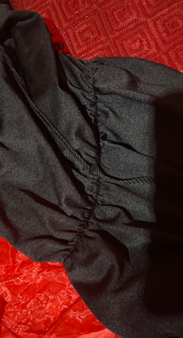 Uzun Siyah Strapsız Kumaş elbise - Görsel 4