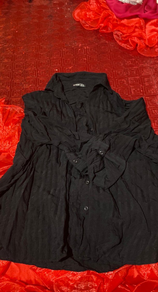 Siyah Uzun Kollu Keten Gömlek - Görsel 3