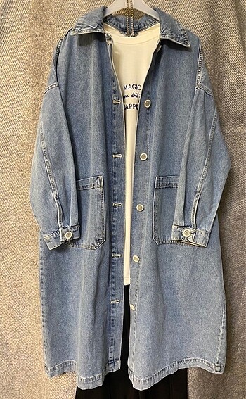 diğer Beden İkol Denim Uzun kap