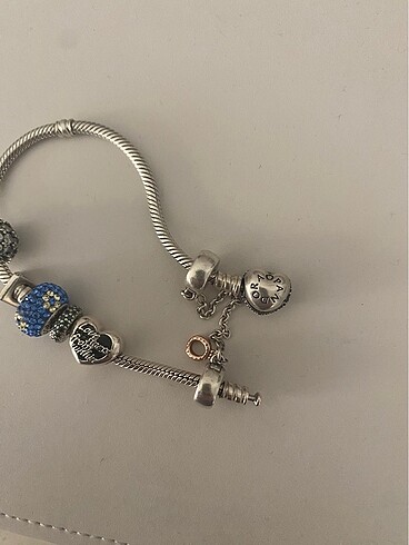  Beden gri Renk Pandora Pave klips bileklik 19cm