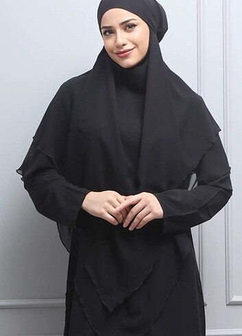 Diğer Sufle khimar tesettür peçeli şifon şal siyah renk