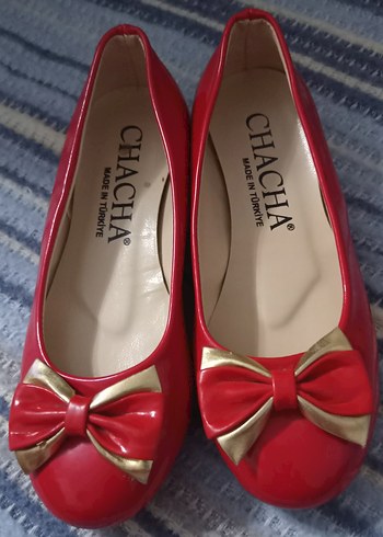 Kırmızı Fiyonklu Rugan Kız Çocuk Babet - Görsel 2