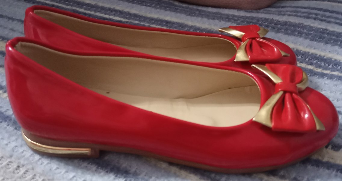 Kırmızı Fiyonklu Rugan Kız Çocuk Babet - Görsel 5