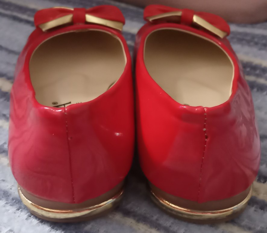 Kırmızı Fiyonklu Rugan Kız Çocuk Babet - Görsel 4