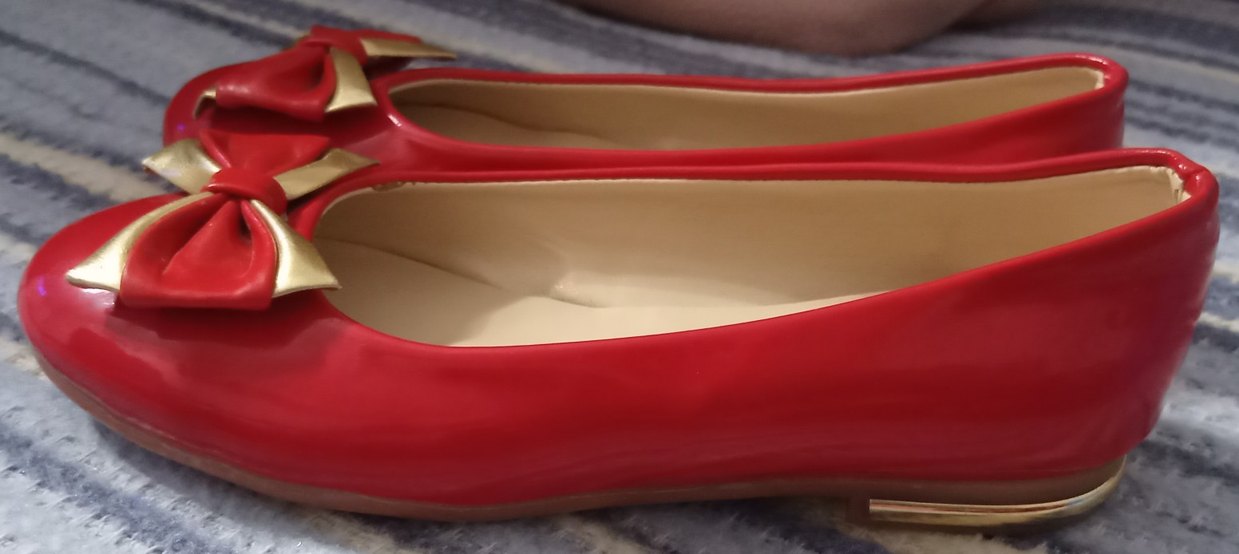 Kırmızı Fiyonklu Rugan Kız Çocuk Babet - Görsel 3