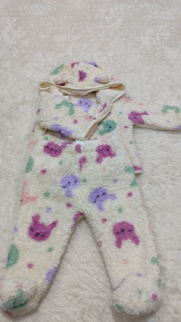 Peluş Detaylı Çok Renkli Bebek Kız Takım - Görsel 2