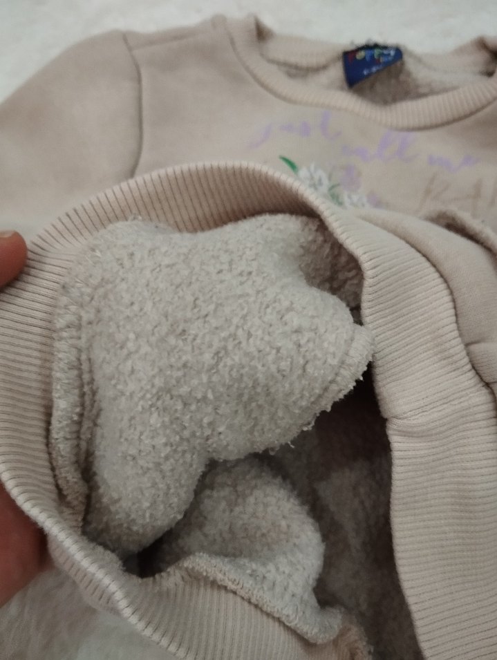 Kız Çocuk Bej Nakışlı Fırfırlı Sweatshirt - Görsel 4