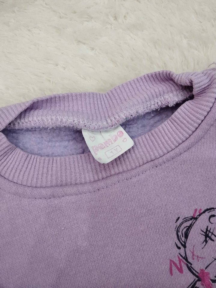 Kız Çocuk Lila Baskılı Triko Sweatshirt - Görsel 3