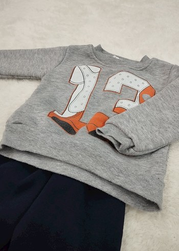 Gri Baskılı Erkek Bebek Takımı - Görsel 2