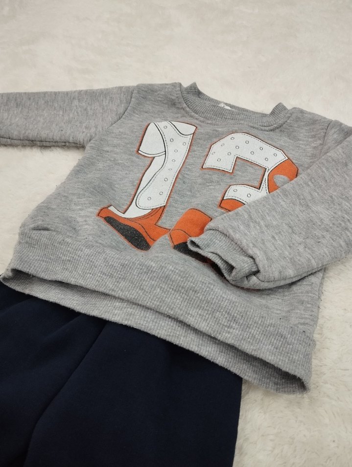 Gri Baskılı Erkek Bebek Takımı - Görsel 2