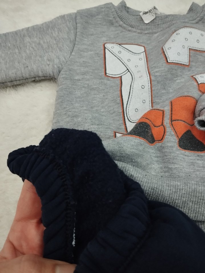 Gri Baskılı Erkek Bebek Takımı - Görsel 5