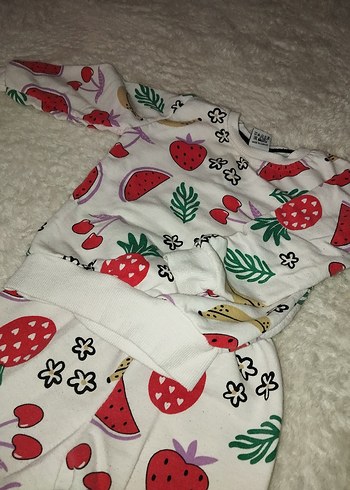 Renkli Baskılı Uzun Kollu Bebek Kız Takımı - Görsel 2