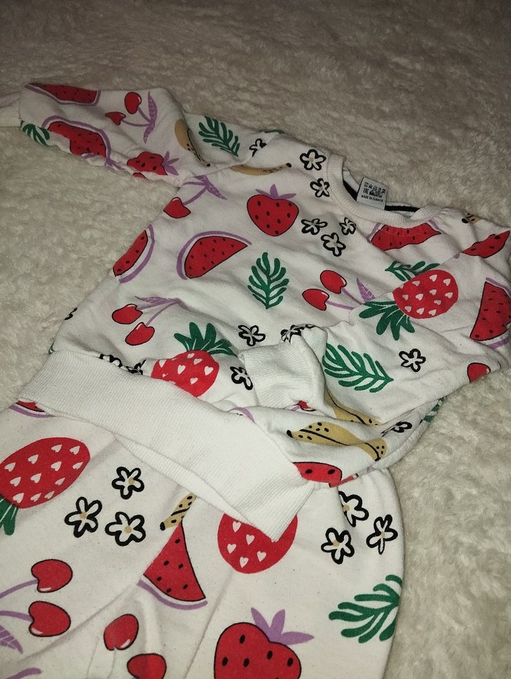 Renkli Baskılı Uzun Kollu Bebek Kız Takımı - Görsel 2