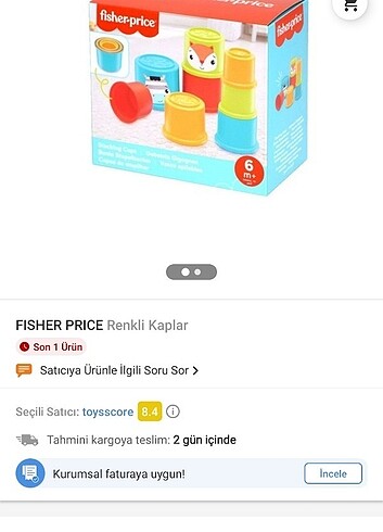 Beden Renk Fisher Price Renkli Kaplar