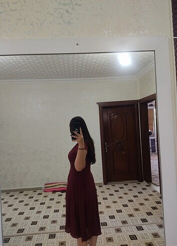 m Beden bordo Renk Elbise