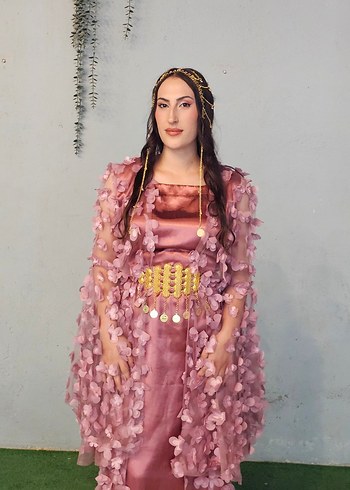 Pembe Uzun Bohem Kadın Abiye Elbise - Görsel 4