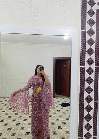 Pembe Uzun Bohem Kadın Abiye Elbise - Görsel 3