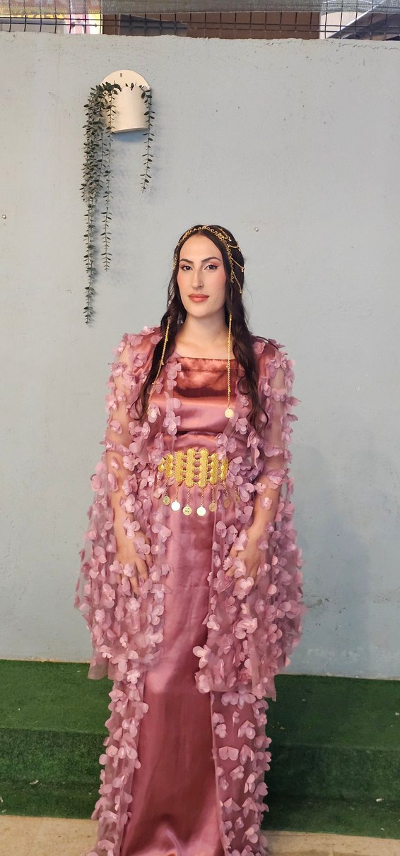 Pembe Uzun Bohem Kadın Abiye Elbise - Görsel 4