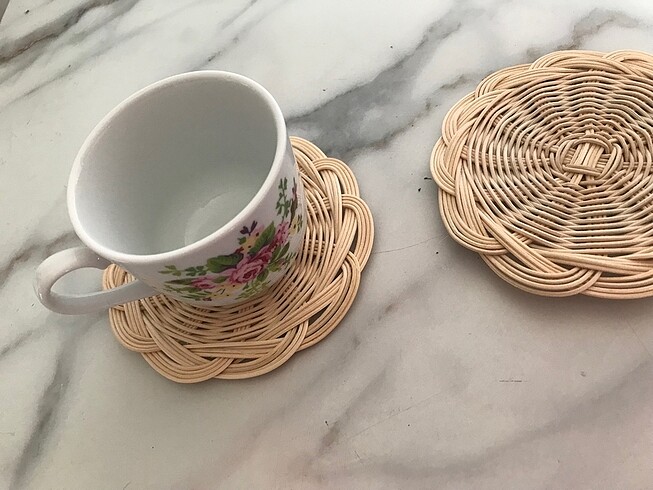  Beden Rattan Bambu 2li Bardak Altlığı