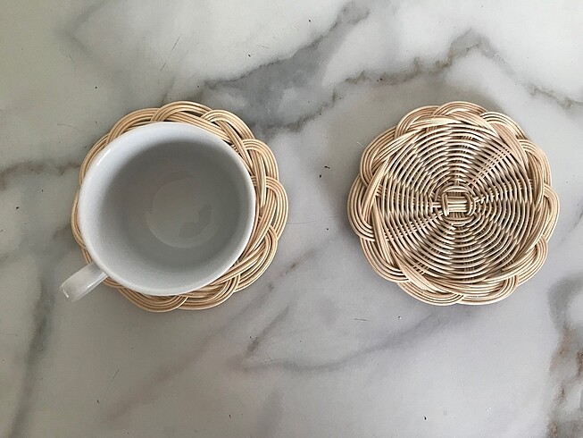  Beden Renk Rattan Bambu 2li Bardak Altlığı
