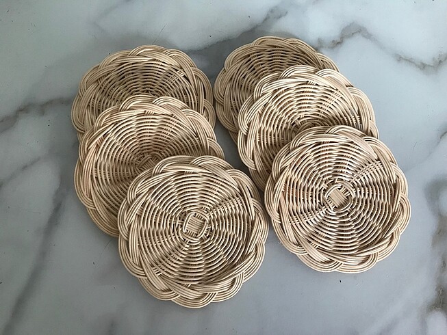 Bambum Rattan 6 lı Bambu Bardak Altlığı