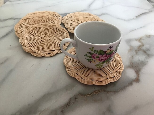  Beden Rattan 6 lı Bambu Bardak Altlığı