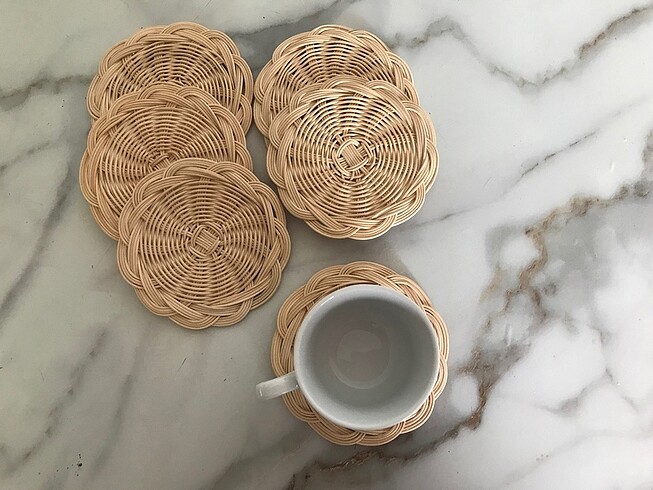  Beden çeşitli Renk Rattan 6 lı Bambu Bardak Altlığı