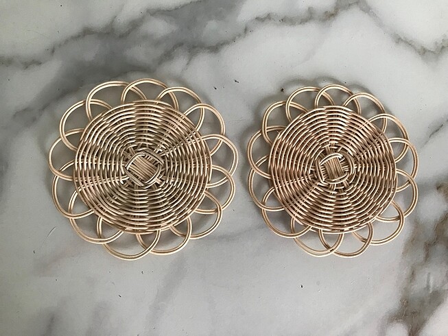 Rattan 2 li Bambu Bardak Altlığı
