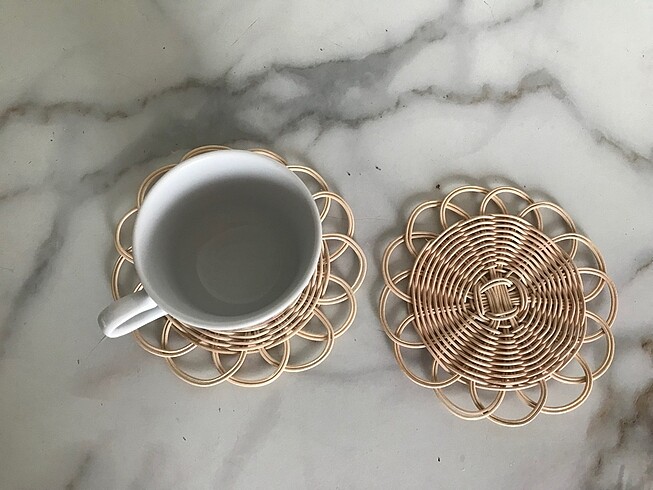 Bambum Rattan 2 li Bambu Bardak Altlığı