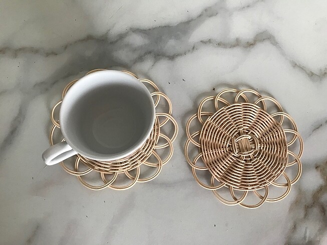  Beden Rattan 2 li Bambu Bardak Altlığı