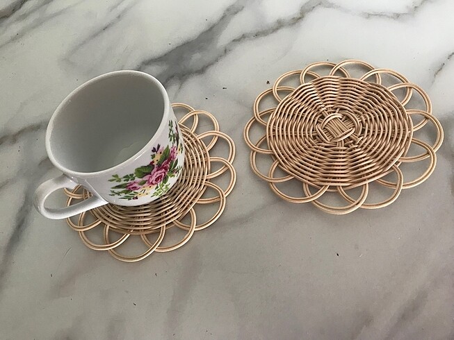  Beden çeşitli Renk Rattan 2 li Bambu Bardak Altlığı