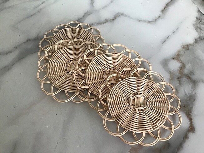 Beden Rattan 4?lüBambu Bardak Altlığı