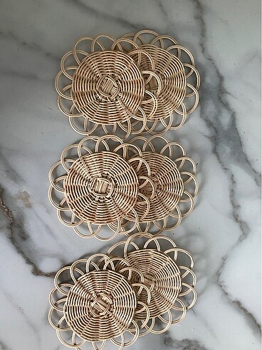 Bambum Rattan 6 lı Bambu Bardak Altlığı