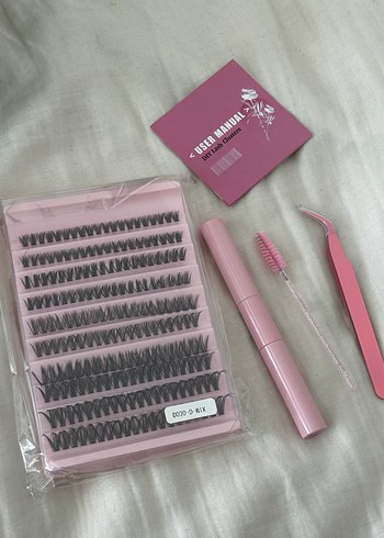 Pastel Pembe Takma Kirpik Seti