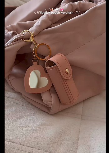 Hello Kitty Pembe aynalı ruj taşımalı anahtarlık