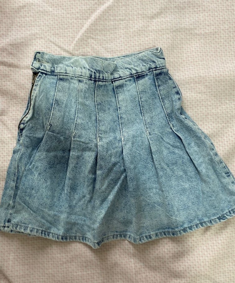 Mavi Pilili Denim Midi Etek - Görsel 2