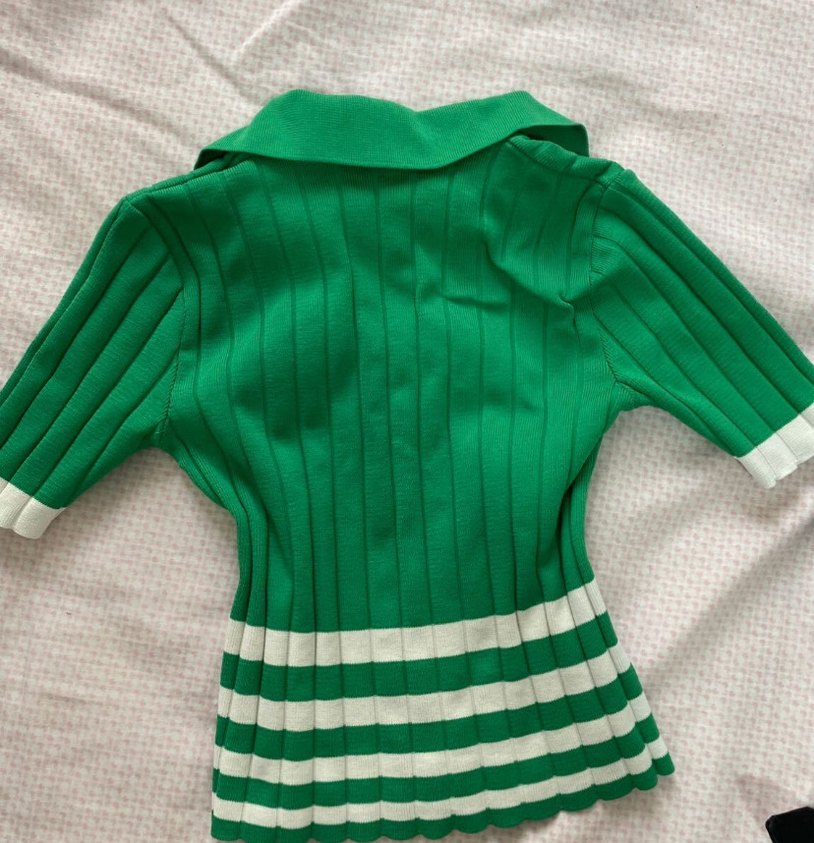 Yeşil Pileli Kadın Triko - Görsel 2