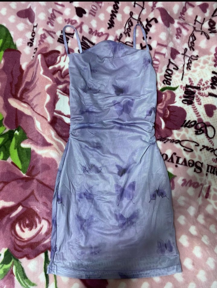 Shein Mor Askılı Mini Elbise - Görsel 4