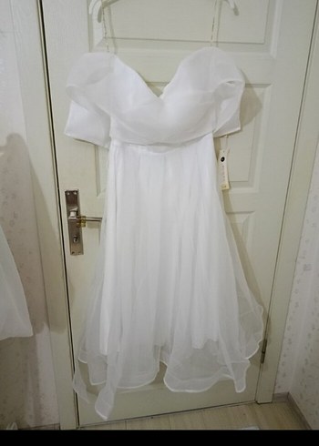 Straplez Beyaz A Kesim Uzun Gelinlik - Görsel 2