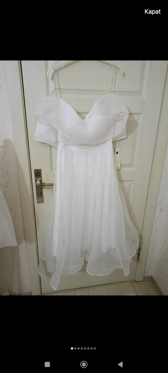 Straplez Beyaz A Kesim Uzun Gelinlik - Görsel 2