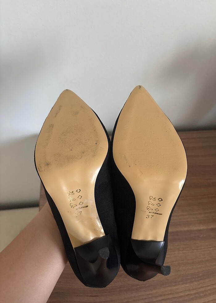 Siyah süet stiletto - Görsel 2