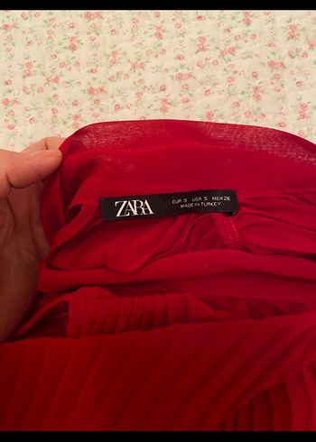 Kırmızı Pileli Uzun Bohem Kadın bluz - Görsel 2