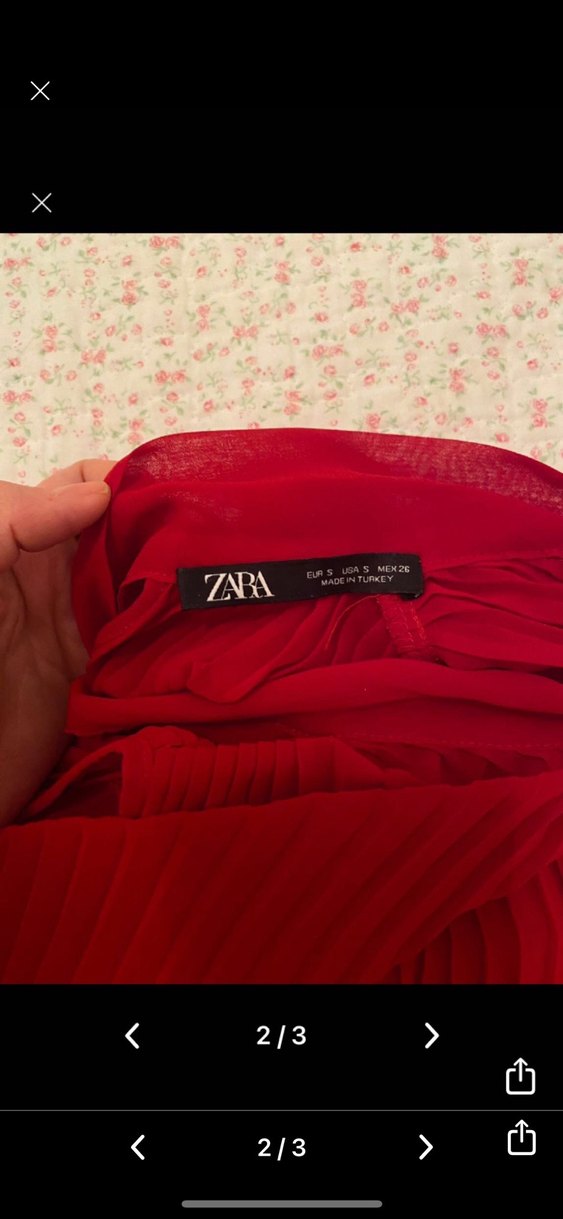 Kırmızı Pileli Uzun Bohem Kadın bluz - Görsel 2