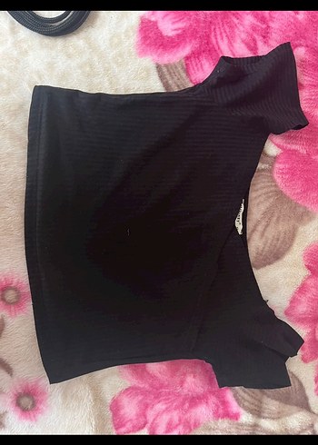 Siyah Kısa Crop Top, Tek Renk, Sokak Stili - Görsel 2