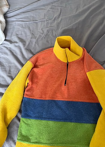 Renkli Fermuarlı Erkek Polar Sweatshirt - Görsel 2