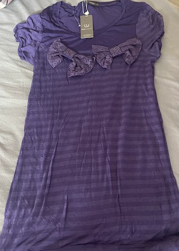 Mor Parlak Kısa Kollu Hamile Gecelik - Görsel 3